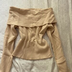 Beige Off-Shoulder Sweater
